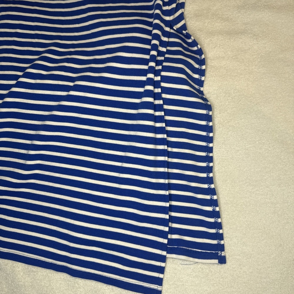 LOFT Blue White Stripe Ribbed Tank Maxi Dress Built In Bra Size 10 - Picture 7 of 11